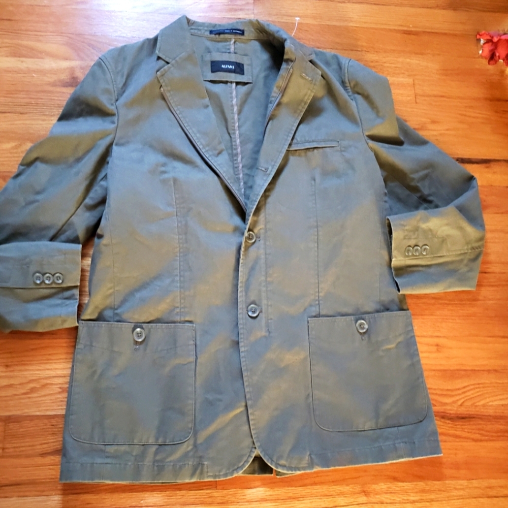 Alfani Large Mens Green Blazer 100% Cotton multi pocket blazer sport coat Vented